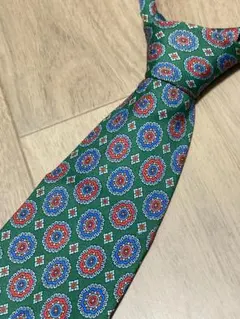 極美品 ピエールバルマン ネクタイ シルク100% 小紋柄 グリーン イタリア製