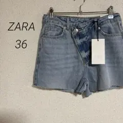 2309タグ付き　アシンメトリーデニムショートパンツライトブルー 36【ザラ】