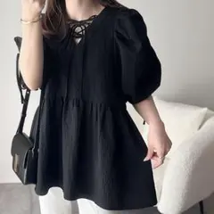 【classicalelf】ギャザーパフスリーブチュニックブラウス　M