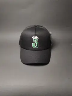 トラッカーキャップ 黒 刺繍ロゴ付き