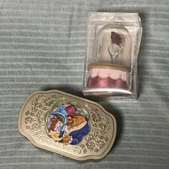限定セット　ディズニー　美女と野獣 バラ 紅茶缶　お菓子缶