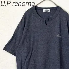 U.P renoma Tシャツ 半袖 キーネック ロゴプリント ワンポイント