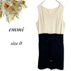 emmi ノースリーブサロペット0 白黒 高みえ リボン ポケットNo.1821