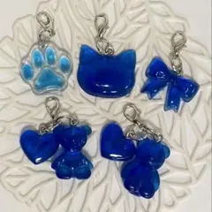 推し色　ブルー　5個セット　レジンチャーム