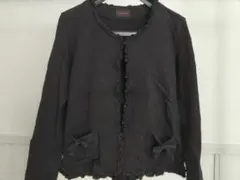 WONDERFUL WORLD 黒カーディガン フリル付き