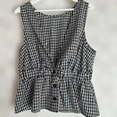 ★値下げ★新品　ノースリーブ チェック柄チュニック ブラック・ホワイト