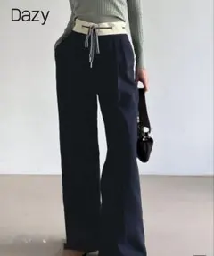 Dazy ネイビー ワイドレッグスラックス