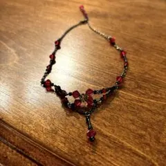 赤と黒のビーズ ハンドメイドネックレス