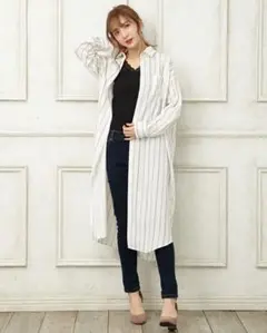 値下げしました【未着用】INGNI ストライプ ロングBIGシャツ