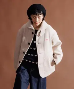 DANTON ダントン ウールパイル 丸襟ジャケット レディース