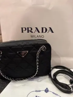 PRADA（プラダ）TESSUTO IMPUNTU ハンドバッグ　三角ロゴ