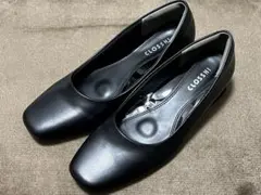 CLOSSHI ブラック スクエアトゥパンプス 24.0 EEE