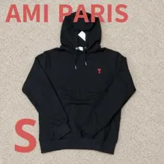 AMI PARIS アミパリス ハートロゴ パーカー 黒 M 刺繍ロゴ - メルカリ