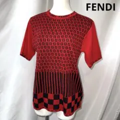 FENDI フェンディ　80s 90s ズッカ柄　ロゴ　総柄　赤　レッド　黒のサムネイル