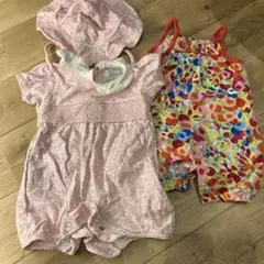 jojodamanbebe ロンパース　帽子付き　女の子　二枚セット