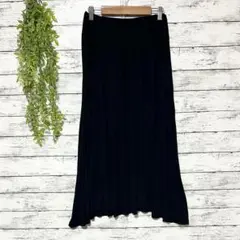 A1186　ブラック　フレアロングスカート　柔らか素材　F