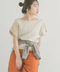 ITEMS URBAN RESEARCH　オリガミタックリネンブラウス　ベージュ