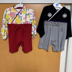ベビー　袴ロンパース　2点　双子