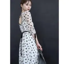 【新品タグ付サイズ1】スナイデル Sustainableフロッキープリントドレス