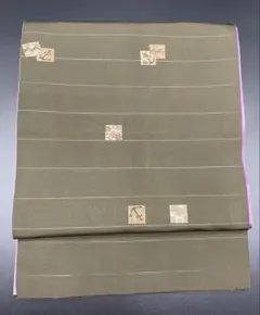 名古屋帯 洒落帯　高級　♢ 正絹　アンティーク　横段　幾何学模様　R389
