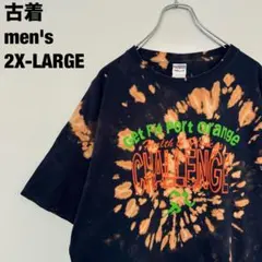 古着 ジャージーズ Tシャツ タイダイ ブリーチ チャレンジ 紺2XL