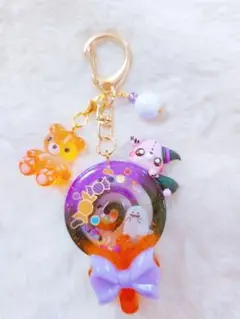 ペロキャン　つぎはぎくま　シャカシャカキーホルダー　樹脂粘土　チャーム