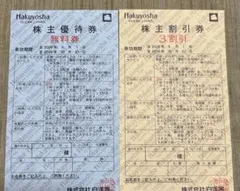 白洋舎 株主優待券 無料券・3割引券 各1枚セット 匿名配送