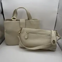 ベージュ ハンドバッグとショルダーバッグセット2点まとめ売り【4】¨̮⃝