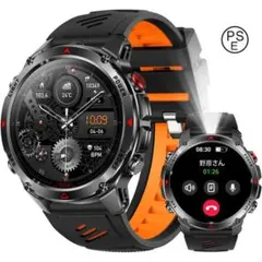 スマートウォッチ ChatGPT搭載 GPS 丸型 軍用規格 懐中電灯