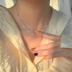 【新品・未使用】キラキラ シルバー シンプル チェーンネックレス 女性 上品