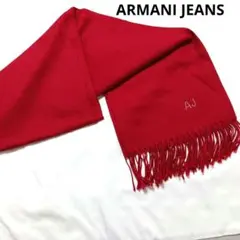ARMANI JEANS マフラー レッド系 ロゴ 装飾