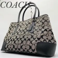 【極美品】コーチ トートバッグ 肩掛け シグネチャー キャンバス ブラック