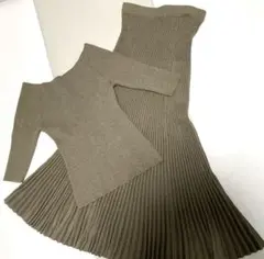 【SNIDEL】リブニット セットアップ 半袖 カーキ