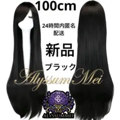 コスプレウィッグロングストレート100cmブラック黒髪学園祭文化祭ハロウイン女装