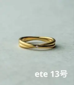 ete［シェア］ダイヤモンド クロス リング　イエローゴールド　13号のサムネイル