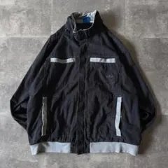 00s adidas コットンジャケット トレフォイルロゴ 黒 2XL A453