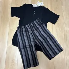 ボタン付きTシャツとストライプパンツセット Mサイズ