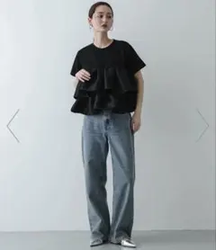 シャイニーフリルドッキングカットトップ SENSE OF PLACE ブラックのサムネイル