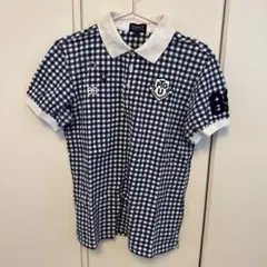PEARLY GATES チェック柄ポロシャツ サイズ5 青　白