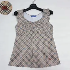 美品✨バーバリーブルーレーベル ノバチェック ノースリーブ フリル ブラウス