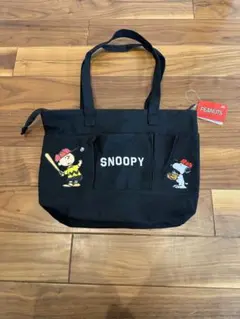 スヌーピー トートバッグ SNOPPY ブラック 野球