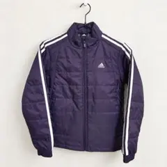 adidas アディダス キッズ150 中綿ジャケット パープル 3本ライン