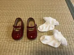 ポプキンズ　エナメルバレエシューズ　赤　13.5㎝