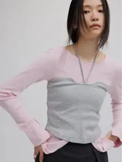 AMERI MILLER×Ameri BUISTIER SET TOPブルー新品 MILLER×Ameri BUISTIER SET TOP - メルカリ