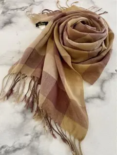 【GLEN PRINCE】 ブロックチェックシフォンウールストール