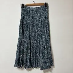 UNTITLED 青系花柄 ロングプリーツスカート レディース　サイズ2