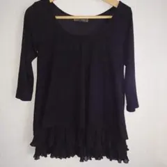 CECIL McBEEフリル付き黒長袖トップスM サイズ