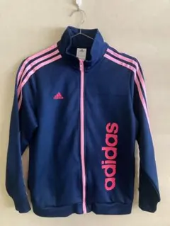 adidas ジップアップジャケット ネイビー ピンク