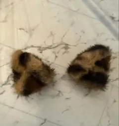 レオパード柄 ファー ヘアゴム 2個セット