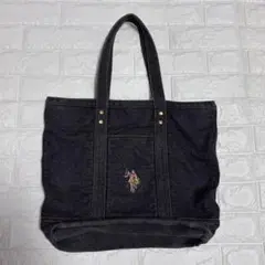【美品】 U.S. POLO ASSN. デニム トートバッグ ブラック 黒のサムネイル